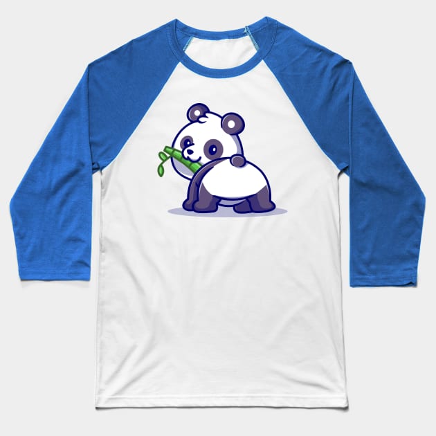 Cute Baby Panda Eating Bamboo Cartoon Baseball T-Shirt by Catalyst Labs